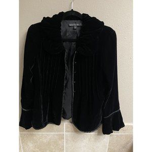Lafayette 148 New York Women's Velvet Ruffled Collared Jacket Black Size 6